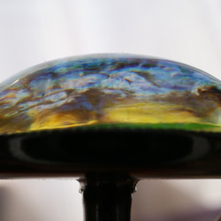 ドラゴンズブレスのカフリンクス　グリーン＊カフスボタン チェコガラス 緑 青 ウルトラマリンブルー 上品 シック 雲海 5枚目の画像