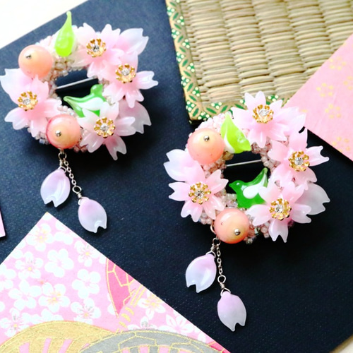一点物！】 ピン1本で飾れる桜のリース