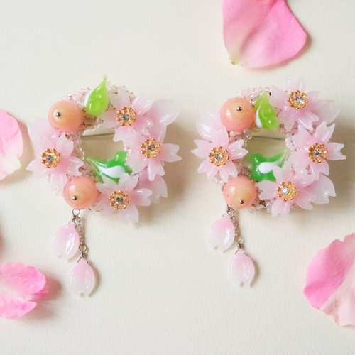 一点物！】 ピン1本で飾れる桜のリース