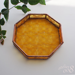 ステンドグラストレイ（小物入れ）はちみつ色 3枚目の画像