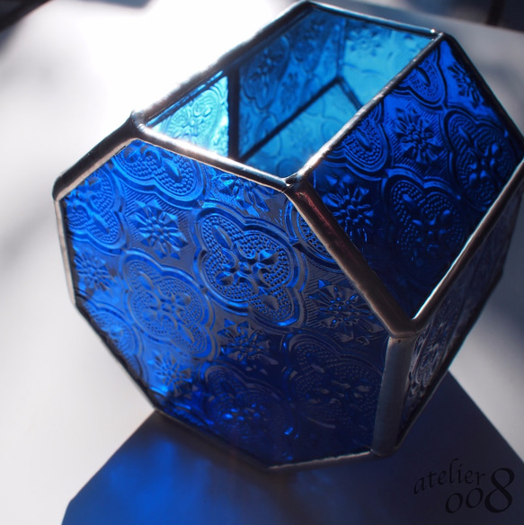 ステンドグラスLEDランプ＆BOX(BLUE） 2枚目の画像