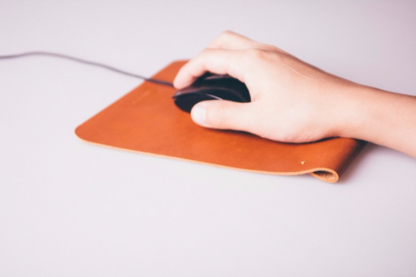 PLEASANT｜梯形皮革滑鼠墊-棕色 Trapezium Leather Mouse Pad-Tan 真皮 禮物 第1張的照片