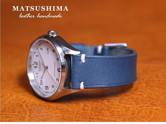 CASIO×ジーンズ・ライトネイビー] ベルトリメイク腕時計。革
