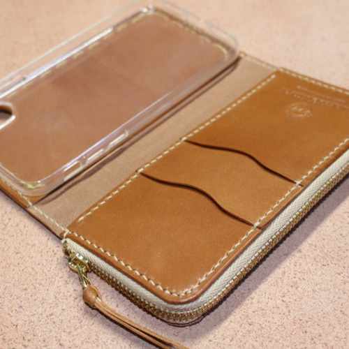 iPhone15/14/13/手帳型スマホケース・栃木レザー社製牛革・バケッタ 