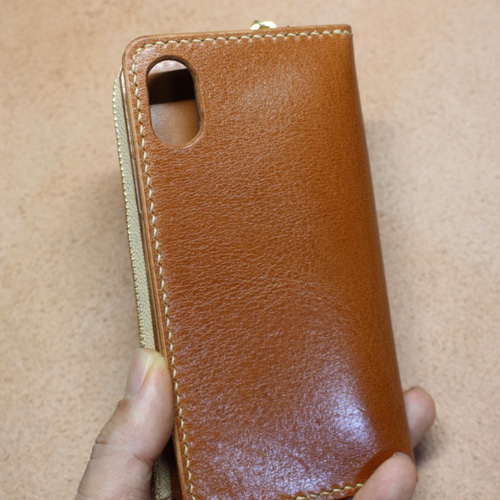 iPhone15/14/13/手帳型スマホケース・栃木レザー社製牛革・バケッタ 