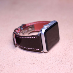 Apple Watch（アップルウォッチ）44（42）㎜用ベルト.40（38）㎜も製作可、バケッタ、チョコ 1枚目の画像