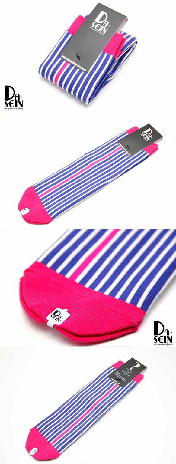 棉襪－女生襪子－簡約襪子－粉紅色藍色短襪 第4張的照片
