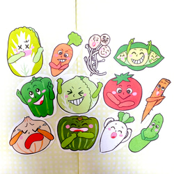 《パネルシアター》やさいのうた保育教材大人気12枚手遊び知育玩具食育幼稚園給食実習幼児野菜の歌 4枚目の画像