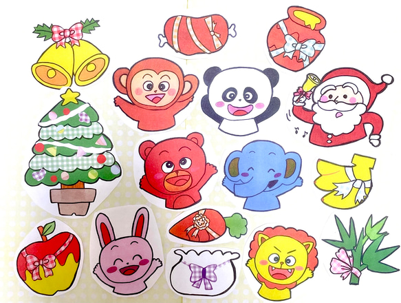 《パネルシアター》だれのクリスマスプレゼント保育教材大人気13枚セット知育玩具秋冬季節Xmas動物クイズ手遊び 10枚目の画像