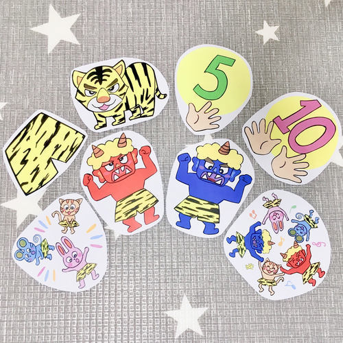 カラーコピー素材》おにのパンツペープサートパネルシアター保育教材8