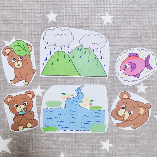 あめふりくまのこ」手作りシアター(エプロン型)パネル手袋保育幼稚園 