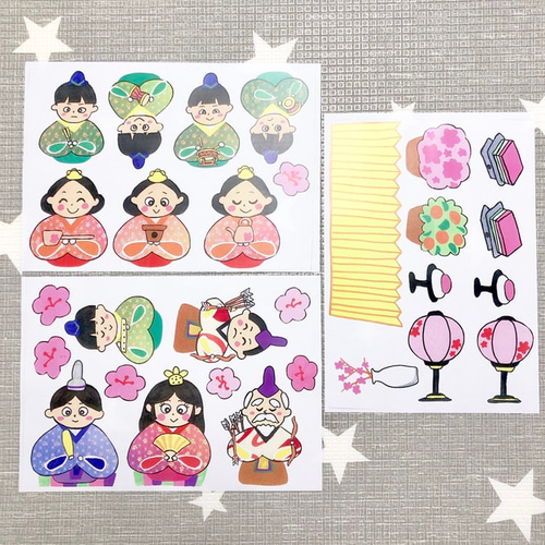 カラーコピー素材》うれしいひなまつりペープサート