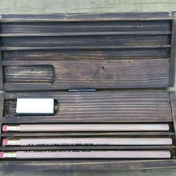筆箱 木製 ウォールナット アンティーク調 1枚目の画像