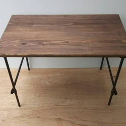 インダストリアル風 テーブル ウォールナット 鉄パイプ 四脚  