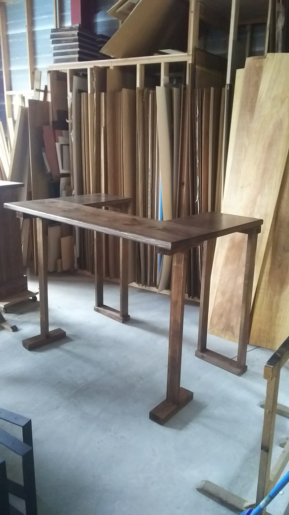 カウンターテーブル テーブル ウォールナット 木製 1枚目の画像