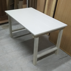 ダイニングテーブル テーブル 総無垢 カフェ ホワイト 2枚目の画像