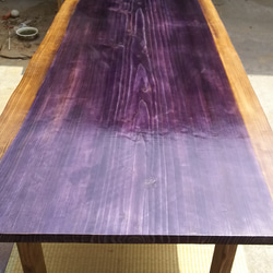 ダイニングテーブル テーブル 一枚板 パープル ウォールナット 3枚目の画像