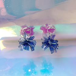 暗礦藍 水晶珊瑚 純銀耳環 第2張的照片