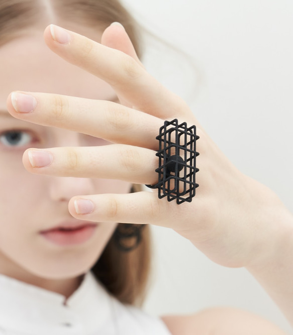 【Infinity Art】3D打印幾何建築長方盒子戒指 第4張的照片