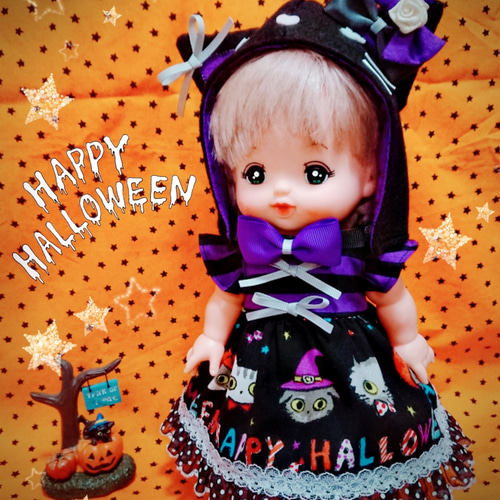 ♪お値下げ♪メルちゃんハロウィン服(黒猫ちゃん帽子・紫系) その他