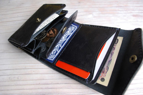 [送料無料]　手縫いの小さな財布　 マイクロウォレットC-NV 4枚目の画像