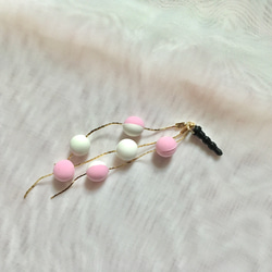 餅花風 ラムネのようなイヤホンジャック(白×ピンク) 5枚目の画像