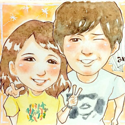 大人数OK‼︎水彩手描きのかわいい似顔絵 絵画 みゆき 通販 930028