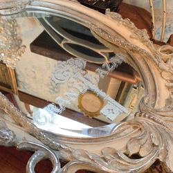 アンティークな部屋/ ウォールミラー（女優ミラー）/silver & ivory シャビーシック （壁掛け鏡）⑤ 7枚目の画像