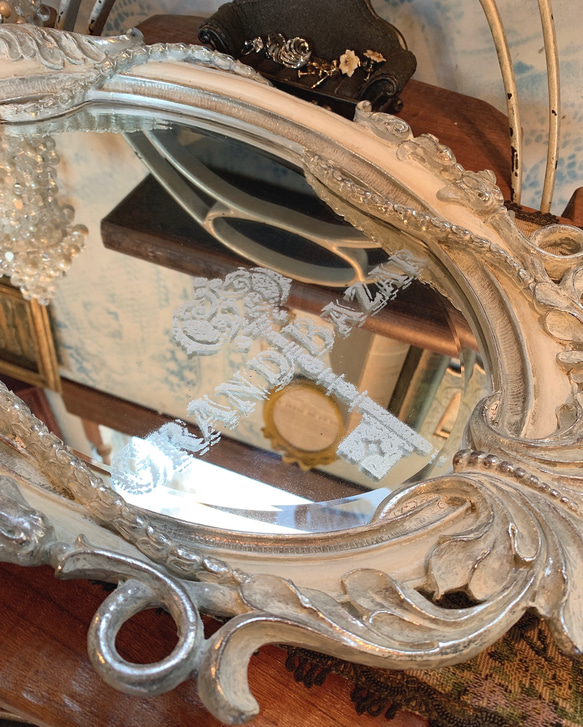 アンティークな部屋/ ウォールミラー（女優ミラー）/silver & ivory シャビーシック （壁掛け鏡）⑤ 7枚目の画像