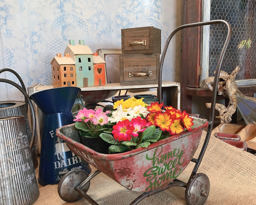 Antique garden/ガーデン オーナメント/ シャビーワゴン/荷車