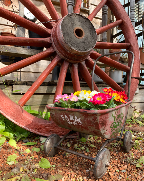 Antique garden/ガーデン オーナメント/ シャビーワゴン/荷車 10枚目の画像