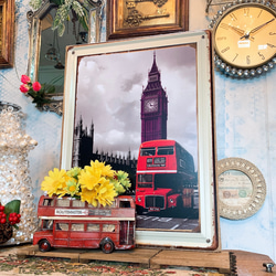 イギリス UK Style/  アンティーク ボード & ロンドンバス/  フライヤートレー（ディスプレイ プランター） 2枚目の画像