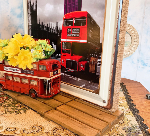 イギリス UK Style/  アンティーク ボード & ロンドンバス/  フライヤートレー（ディスプレイ プランター） 4枚目の画像
