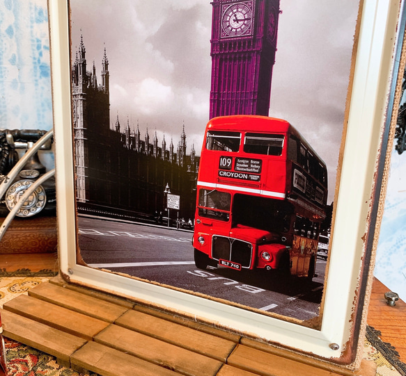 イギリス UK Style/  アンティーク ボード & ロンドンバス/  フライヤートレー（ディスプレイ プランター） 7枚目の画像