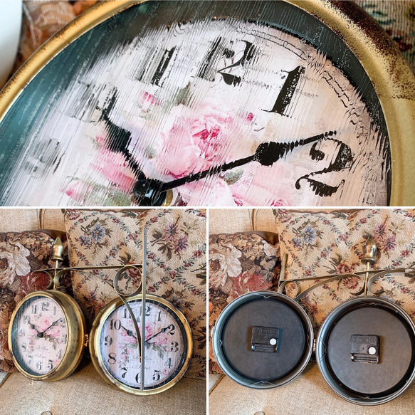 アンティークな部屋 / Corroded wall clock / 壁掛け 両面時計/ Rusted gold / 9枚目の画像