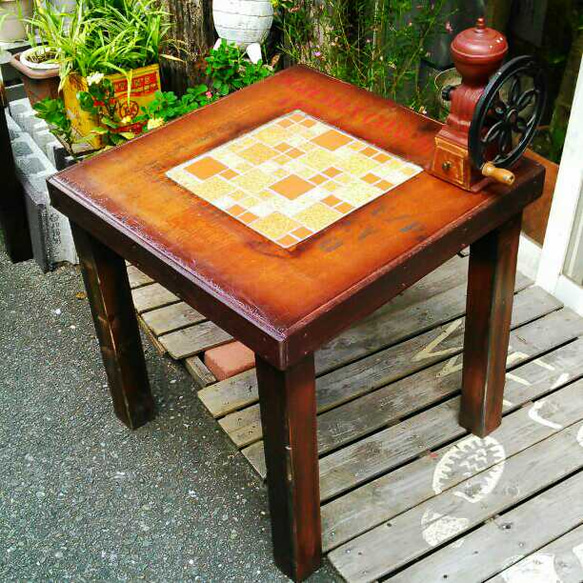 Oldファッションstyle/ コーヒーテーブル/ レトロ タイルテーブル サイドテーブル Re NAOTAROU321'S 通販