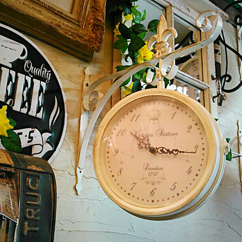 フレンチ アンティークstyle/ 壁掛け両面時計 クラシカルHW/ アレンジ