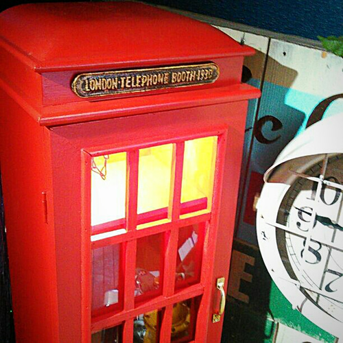 ロンドン電話ボックス型/ 電飾灯着きキャビネット チェスト