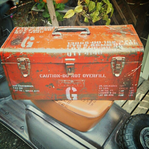 アメリカUSAアンティークビンテージ年代物84㎝特大ツールボックス工具箱小物入れ Oldアメリカン/ ビンテージ TOOL BOX/ 工具箱（小物入れ
