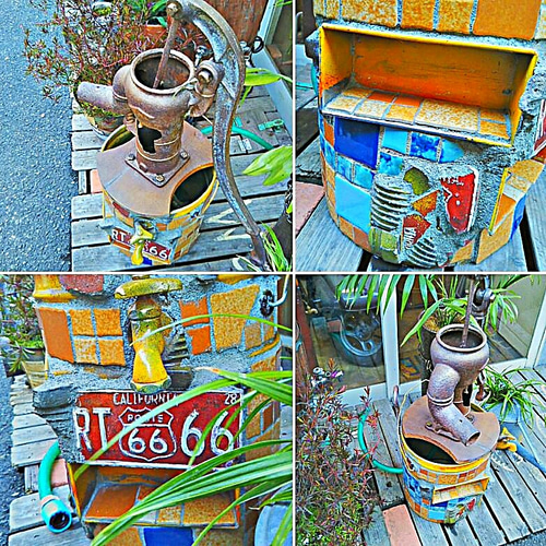 レトロ　井戸ポンプ　レンガ色　オブジェ　ガーデニング レトロ 井戸ポンプ レンガ色 オブジェ ガーデニング レトロ 井戸