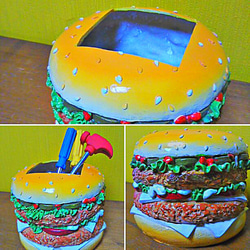 アメリカン雑貨/ ハンバーガー（小物入れ） BURGERSプランター/ #店舗什器 #インテリア #プランター 3枚目の画像