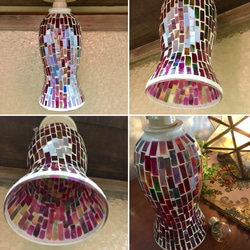 ステンド グラス/
シリンダー型/
シーリングランプ（ピンク）
#グラスランプ
#モザイク
#mille glass 4枚目の画像