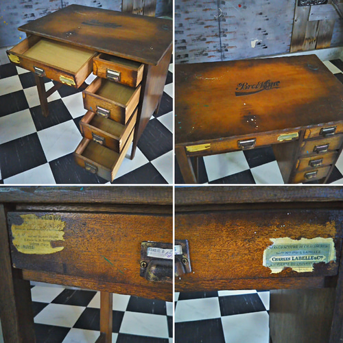 アメリカンヴィンテージ Style/ 5drawer ウッドデスク/ ワーク