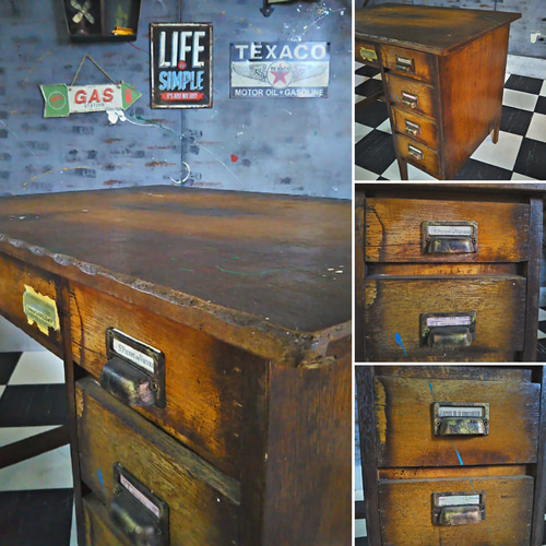 アメリカンヴィンテージ Style/ 5drawer ウッドデスク/ ワークデスク