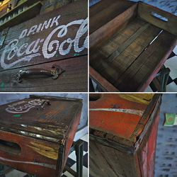 アメリカンヴィンテージ/ 《Coca-Cola》 コカ・コーラ/ ウォールシェルフ（横型） 飾り棚 兼 ウッドボックス/ 4枚目の画像