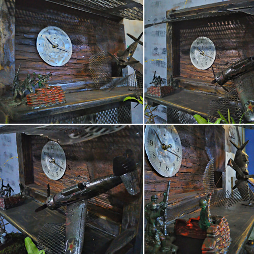 U.S.ARMY Style/ 3ポット式 ジオラマ/ ディスプレイ クロック  