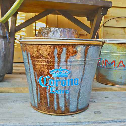 コロナビール非売品ノベルティブリキ缶BEERバケツBBQプランターCORONA冷 コロナビール非売品ノベルティブリキ缶BEERバケツBBQプランター