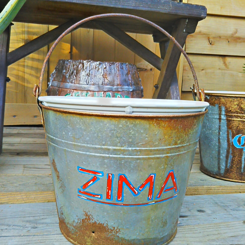 アメリカン バー Style/ シャビー ブリキ缶 バケツ/ ディスプレイ