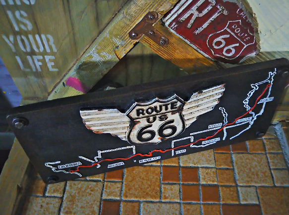 アメリカン/ デコレーション Item/  ROUTE66 ウォールデコ/ #ルート66 #壁掛け #カリフォルニア 2枚目の画像