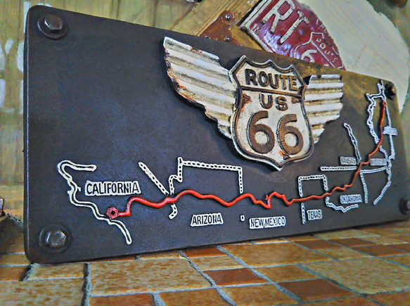 アメリカン/ デコレーション Item/  ROUTE66 ウォールデコ/ #ルート66 #壁掛け #カリフォルニア 3枚目の画像